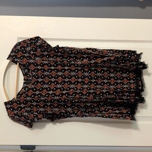 Torrid Black and Brown Geometric Blouse